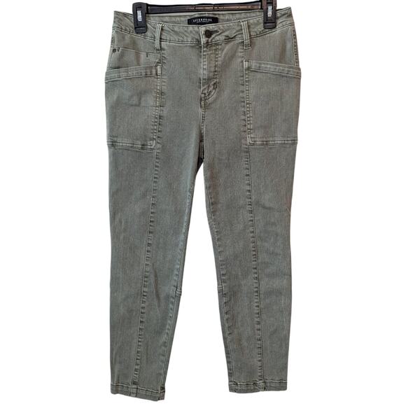 Liverpool Jeans Company Denim - Liverpool Jeans Company Kylie Crop Cargo Skinny Denim Olive Green Size 8